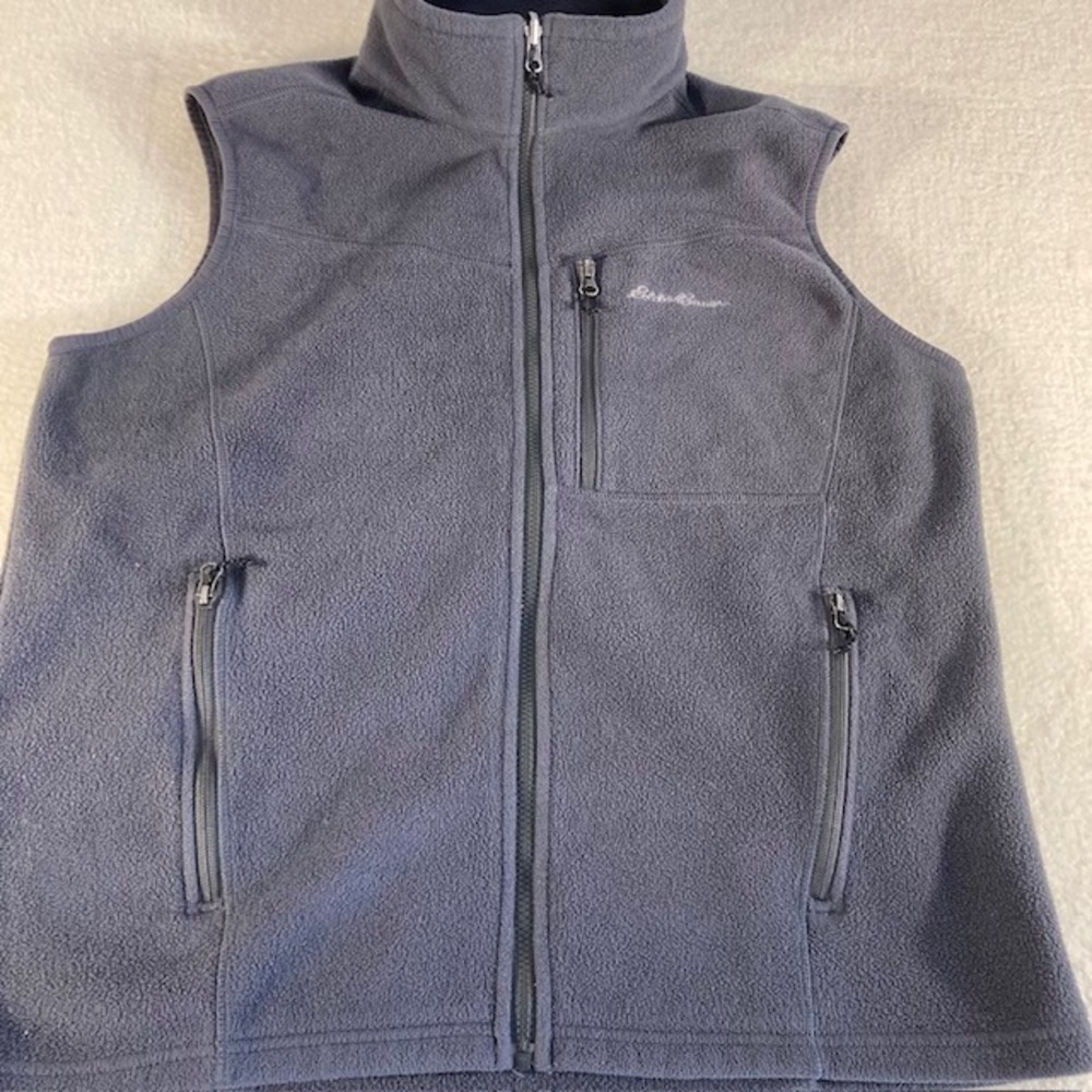 Eddie Bauer Fleece Full Zip Grey Vest Polartec L 22.5 x 26.5